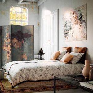 Paravent - Map in browns and greys