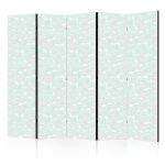 Paravent - Minimalist Fish - Fishes With Grey Dots Against a Crystal Sheet of Water in Mint Green Colors