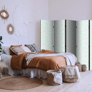Paravent - Minimalist Fish - Fishes With Grey Dots Against a Crystal Sheet of Water in Mint Green Colors