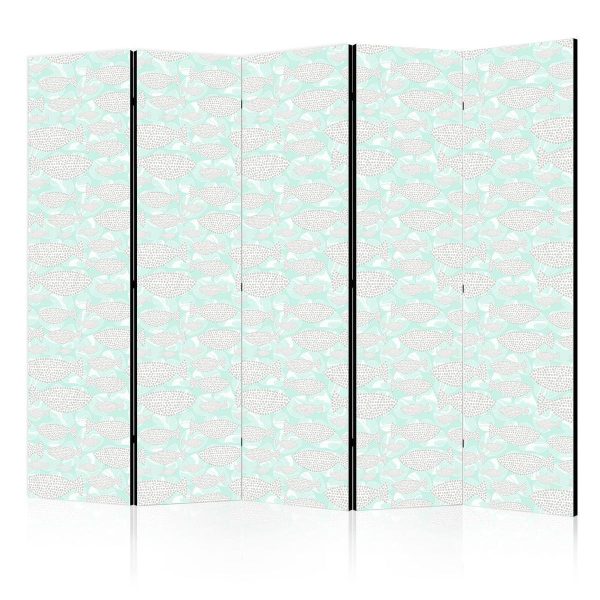 Paravent - Minimalist Fish - Fishes With Grey Dots Against a Crystal Sheet of Water in Mint Green Colors Paravent - Minimalist Fish - Fishes With Grey Dots Against a Crystal Sheet of Water in Mint Green Colors