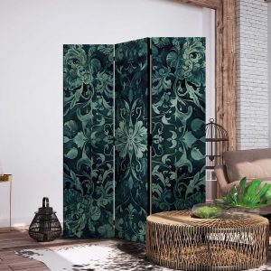 Paravent - Oriental Carpet Pattern - Emerald Ornaments and Rubbed Patterns