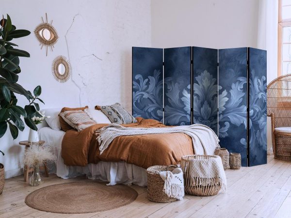 Paravent - Ornament in Blue and Cool Colors Dark Blue Decoration