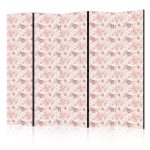 Paravent - Pink Blossoming - Flowers in Warm Colors on a White Background