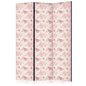 Paravent - Pink Blossoming - Flowers in Warm Colors on a White Background