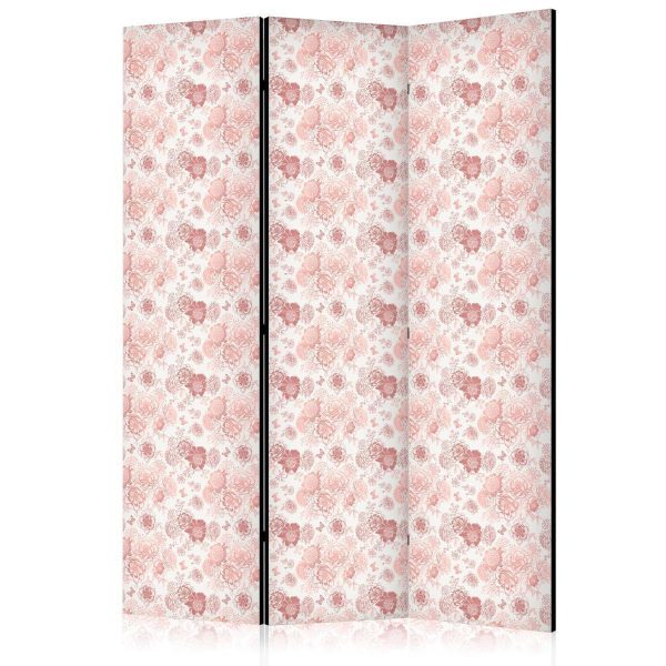 Paravent - Pink Blossoming - Flowers in Warm Colors on a White Background Paravent - Pink Blossoming - Flowers in Warm Colors on a White Background