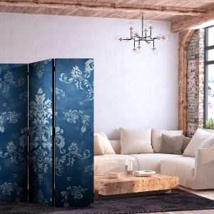 Paravent - Retro Ornament - Decorative Motif in Rubbed Blues
