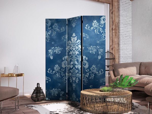 Paravent - Retro Ornament - Decorative Motif in Rubbed Blues