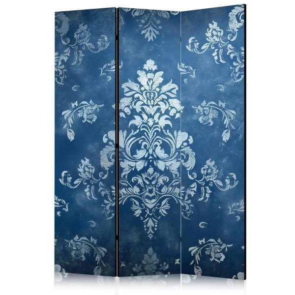 Paravent - Retro Ornament - Decorative Motif in Rubbed Blues Paravent - Retro Ornament - Decorative Motif in Rubbed Blues