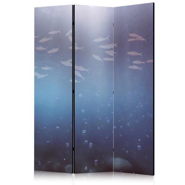 Paravent - School of Small Fish - Illuminated Oceanic Depth in Shades of Navy Purple and Gray with a Shoal of Tiny Fish Paravent - School of Small Fish - Illuminated Oceanic Depth in Shades of Navy Purple and Gray with a Shoal of Tiny Fish