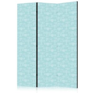 Paravent - Sketch - Outline of an Airplane in White on a Turquoise Background