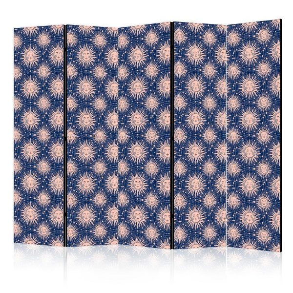 Paravent - Sunny Patterns - Repeating Sun Motif on a Navy Background Paravent - Sunny Patterns - Repeating Sun Motif on a Navy Background