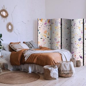 Paravent - Terrazzo in Confetti Style - Violet-Pink - Colorful Pattern