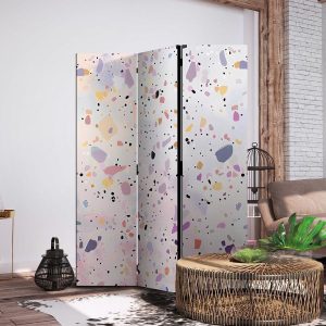 Paravent - Terrazzo in Confetti Style - Violet-Pink - Colorful Pattern