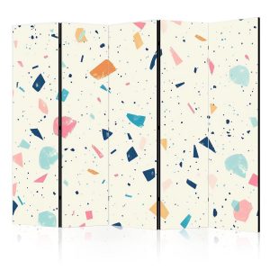 Paravent - Terrazzo with Multicolored - Large Elements - Cheerful Pattern on a Light Background
