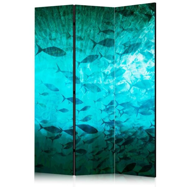 Paravent - Underwater Paradise - Numerous Shoal of Fish in a Beautiful Turquoise-Blue Depth Illuminated by Sunlight Paravent - Underwater Paradise - Numerous Shoal of Fish in a Beautiful Turquoise-Blue Depth Illuminated by Sunlight