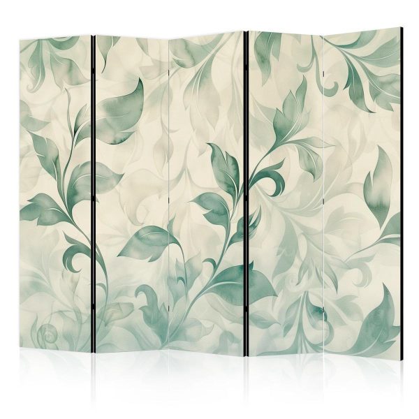 Paravent - Watercolor Botanical Motif - Delicate Green-Beige Leaves Paravent - Watercolor Botanical Motif - Delicate Green-Beige Leaves