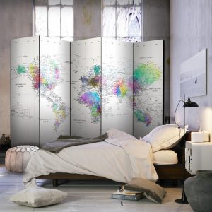 Paravent - White-colorful world map