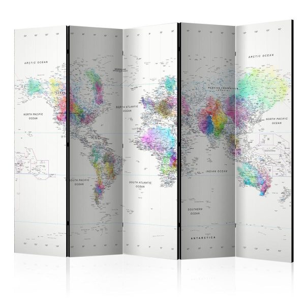 Paravent - White-colorful world map Paravent - White-colorful world map