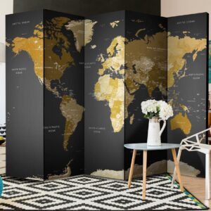 Paravent - World map on dark background
