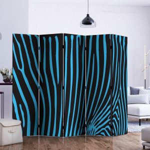 Paravent - Zebra pattern (turquoise) II