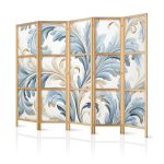 Paravent japonais - Baroque Ornaments in Light - Cream-Blue Colors
