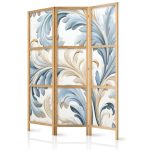 Paravent japonais - Baroque Ornaments in Light - Cream-Blue Colors