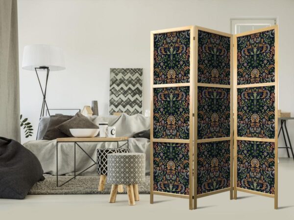 Paravent japonais - Baroque Ornaments in Patinated Gold and Browns - Retro Motif