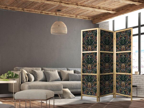 Paravent japonais - Baroque Ornaments in Patinated Gold and Browns - Retro Motif