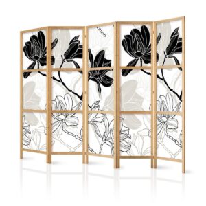 Paravent japonais - Black and White Flowers II