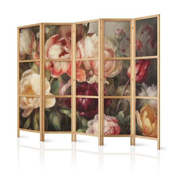 Paravent japonais - Blooming Peonies - Charismatic Flowers Bathed in Sunlight Paravent japonais - Blooming Peonies - Charismatic Flowers Bathed in Sunlight