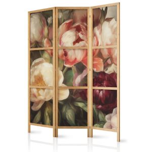 Paravent japonais - Blooming Peonies - Charismatic Flowers Bathed in Sunlight