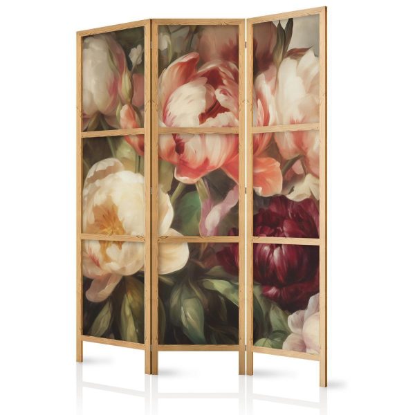 Paravent japonais - Blooming Peonies - Charismatic Flowers Bathed in Sunlight Paravent japonais - Blooming Peonies - Charismatic Flowers Bathed in Sunlight