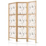 Paravent japonais - Botanical Illustration - Drawing of Flowers and Herbs - Beige Grays