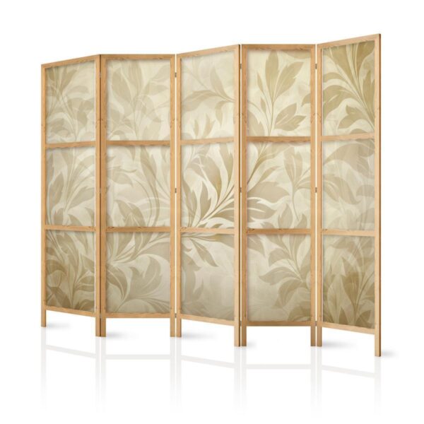 Paravent japonais - Botanical Motif with Leaves and Vines in Sandy Colors Paravent japonais - Botanical Motif with Leaves and Vines in Sandy Colors