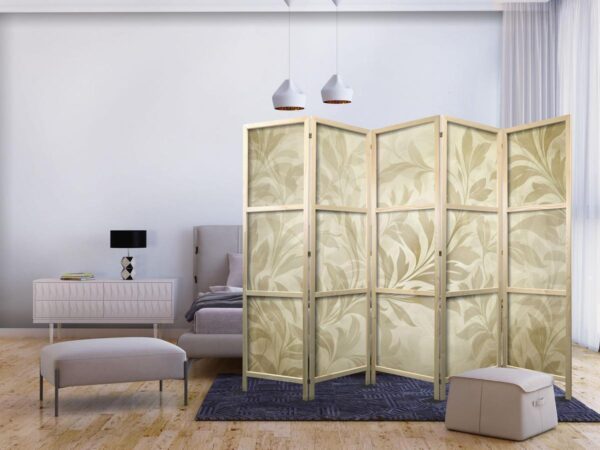 Paravent japonais - Botanical Motif with Leaves and Vines in Sandy Colors