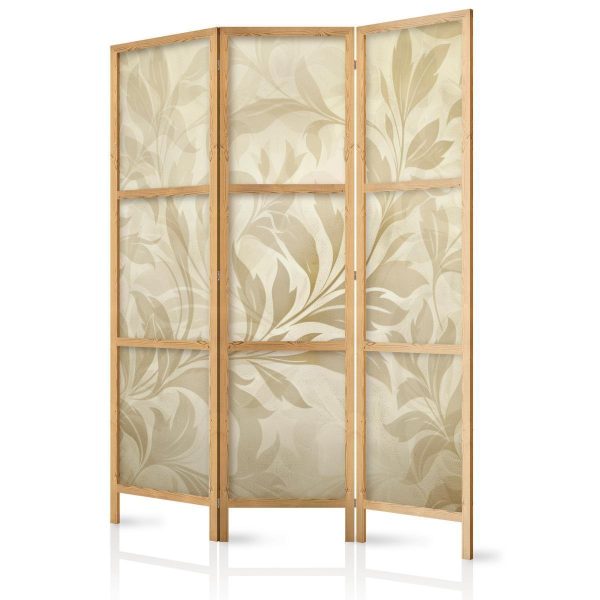 Paravent japonais - Botanical Motif with Leaves and Vines in Sandy Colors Paravent japonais - Botanical Motif with Leaves and Vines in Sandy Colors