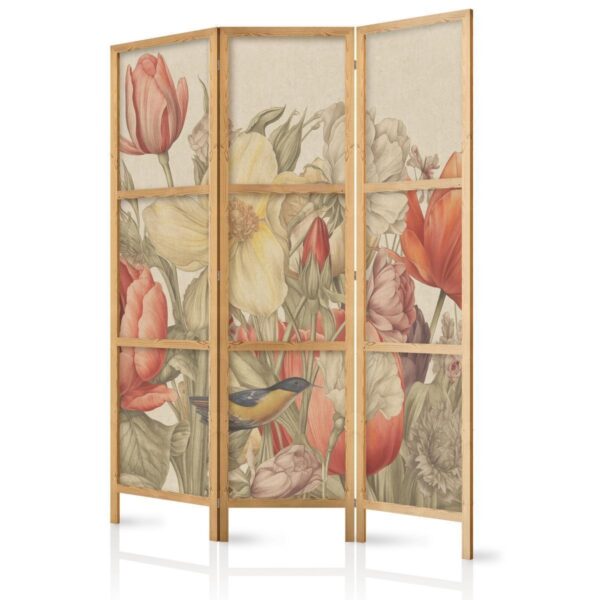 Paravent japonais - Bouquet with Tulips - Colorful Flowers on a Light Background - Illustration Paravent japonais - Bouquet with Tulips - Colorful Flowers on a Light Background - Illustration