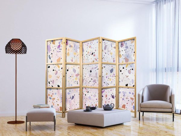 Paravent japonais - Confetti-Style Terrazzo - Purple-Pink - Colorful Pattern