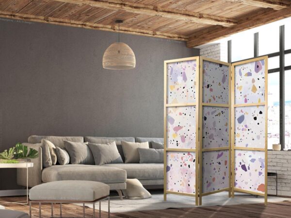Paravent japonais - Confetti-Style Terrazzo - Purple-Pink - Colorful Pattern