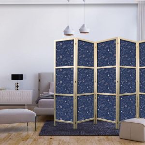 Paravent japonais - Cosmic Fantasy - Pattern with Suns - Moons - and Dragonflies on a Dark Background