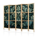 Paravent japonais - Dark Green Victorian Leaves - Botanical Carved Composition