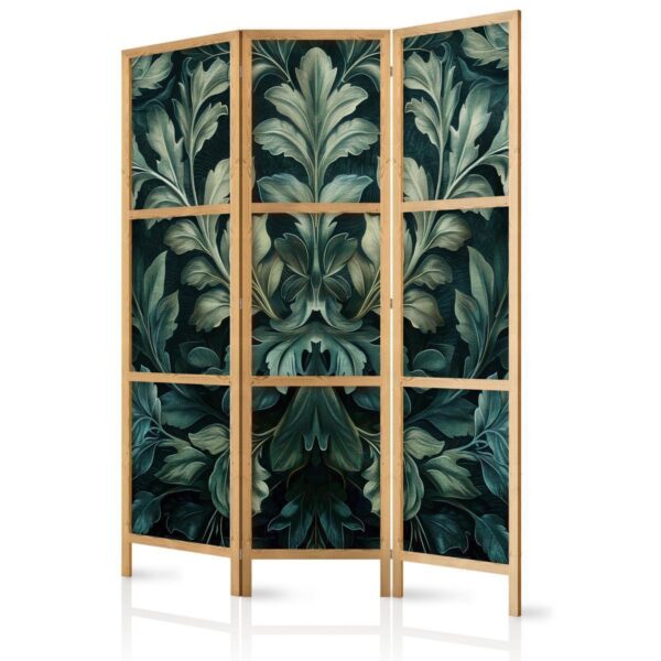Paravent japonais - Dark Green Victorian Leaves - Botanical Carved Composition Paravent japonais - Dark Green Victorian Leaves - Botanical Carved Composition
