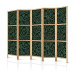 Paravent japonais - Dense Vegetation - Botanical Patterns in Illustrative Style Green