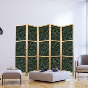 Paravent japonais - Dense Vegetation - Botanical Patterns in Illustrative Style Green