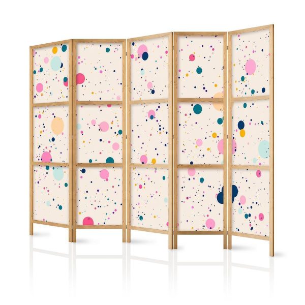 Paravent japonais - Dots - Spots and Splashes Multicolored - Cheerful Pattern on a Light Pink Background Paravent japonais - Dots - Spots and Splashes Multicolored - Cheerful Pattern on a Light Pink Background