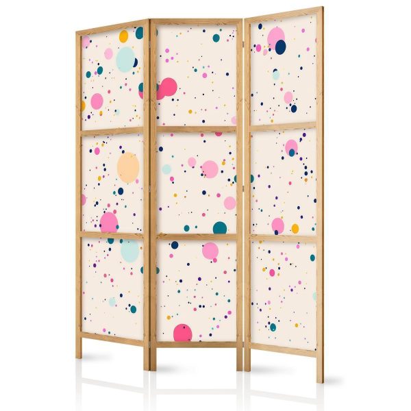 Paravent japonais - Dots - Spots and Splashes Multicolored - Cheerful Pattern on a Light Pink Background Paravent japonais - Dots - Spots and Splashes Multicolored - Cheerful Pattern on a Light Pink Background