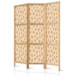 Paravent japonais - Drawn Pattern in Dots and Spots - in Shades of Orange and Ecru