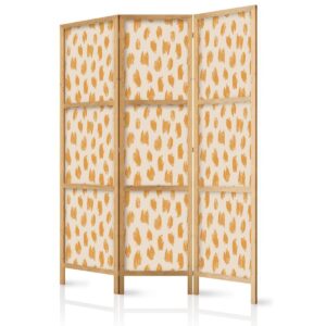 Paravent japonais - Drawn Pattern in Dots and Spots - in Shades of Orange and Ecru