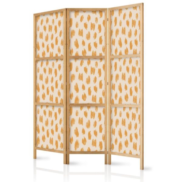 Paravent japonais - Drawn Pattern in Dots and Spots - in Shades of Orange and Ecru Paravent japonais - Drawn Pattern in Dots and Spots - in Shades of Orange and Ecru