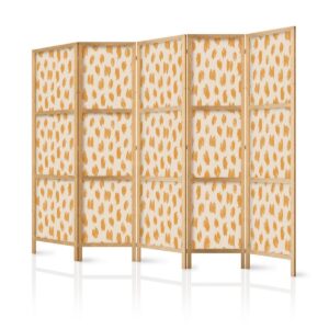 Paravent japonais - Drawn Pattern in Dots and Spots - in Shades of Orange and Ecru